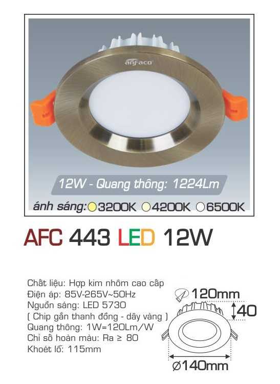 Đèn AFC 443 LED 12W - 1 chế độ