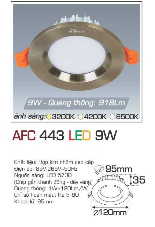 Đèn AFC 443 LED 9W - 1 chế độ