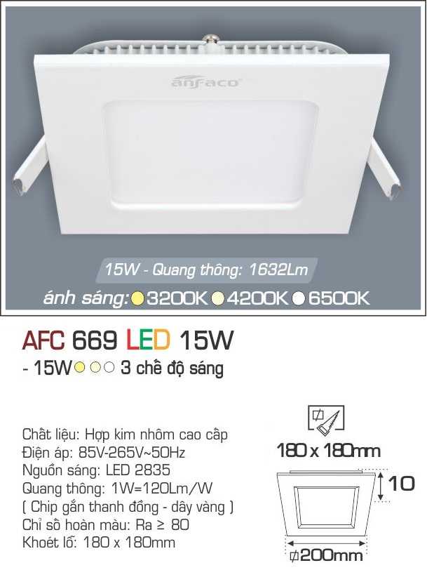 ĐÈN AFC 669 LED 15W 3 CHẾ ĐỘ