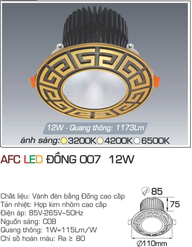 ĐÈN AFC LED ĐỒNG 007 12W