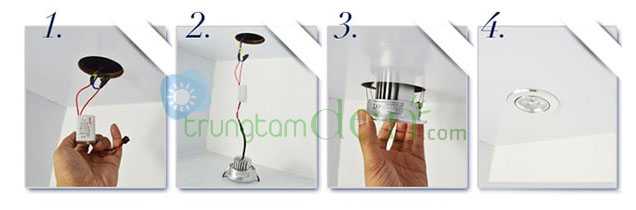 Đèn led âm trần cần không gian để lắp đuôi đèn âm vào trần và chưa driver đèn