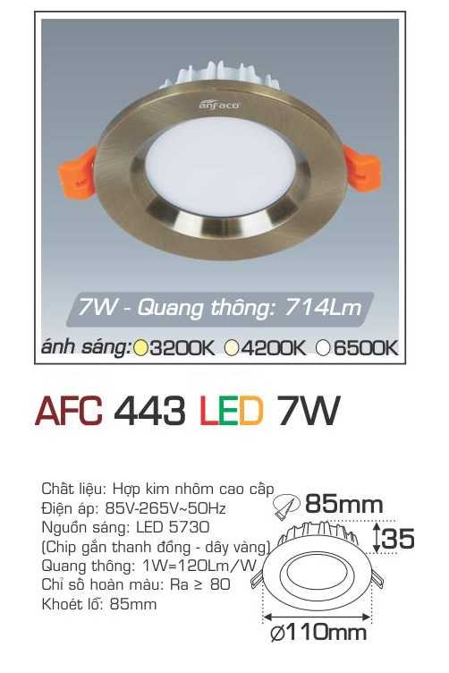 Đèn AFC 443 LED 7W - 1 chế độ
