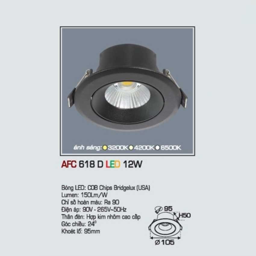 Đèn downlight led 1 chế độ AFC 618D 12W 1C