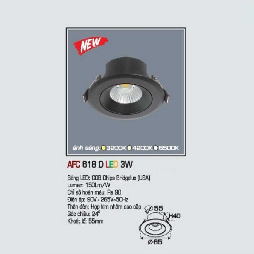 Đèn downlight led 1 chế độ AFC 618D 3W