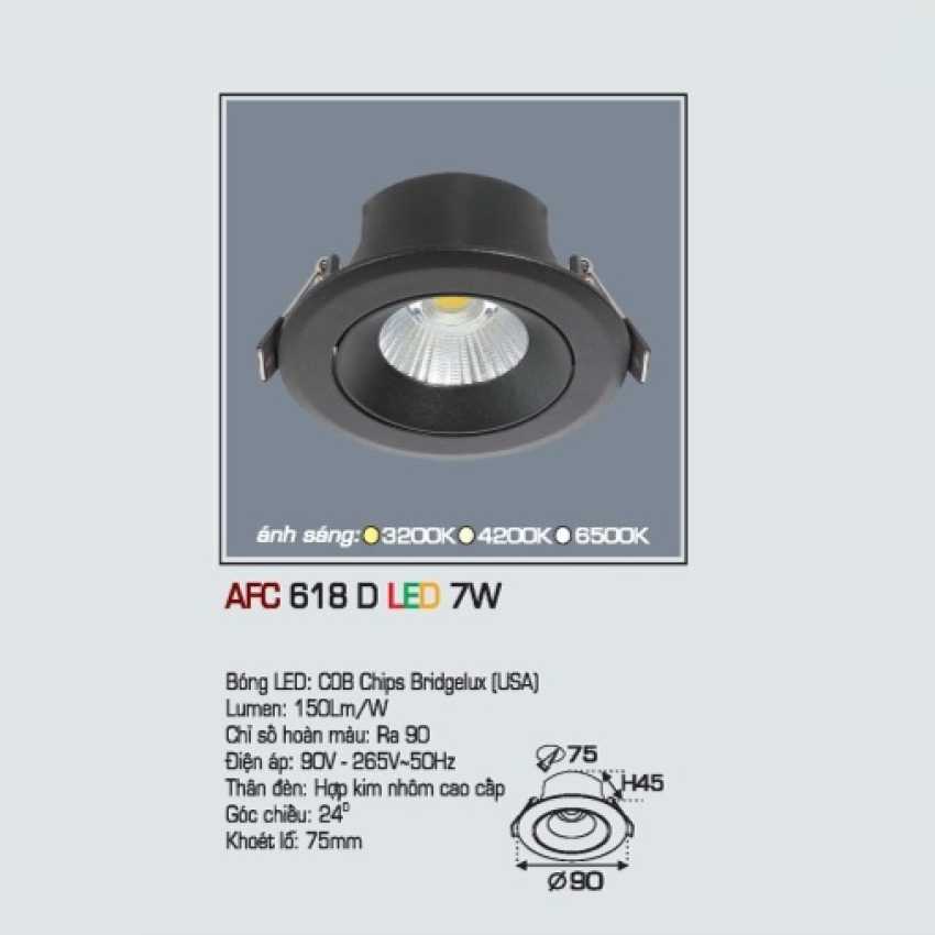Đèn downlight led 1 chế độ AFC 618D 7W 1C