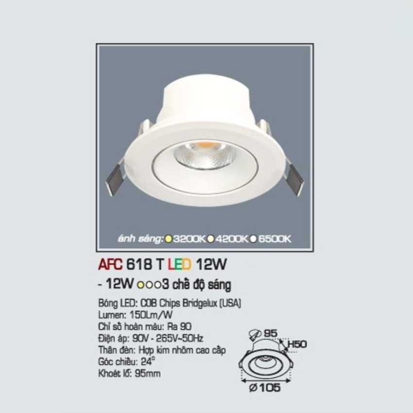 Đèn downlight led 3 chế độ AFC 618T 12W 3C