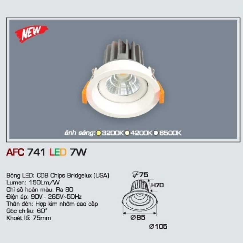 Đèn downlight led 1 chế độ AFC 741 7W 1C