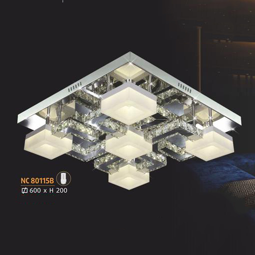 Áp trần pha lê Led vuông NC 80115B